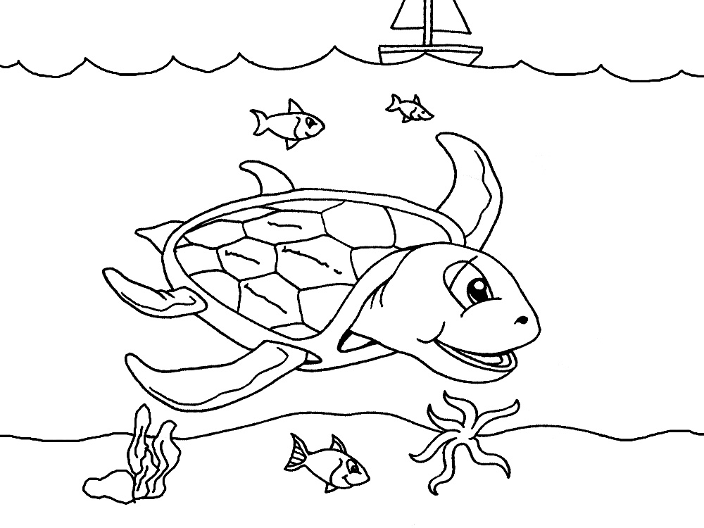 Dibujos para colorear - vida marina, para un desarrollo infantil, en conjunto