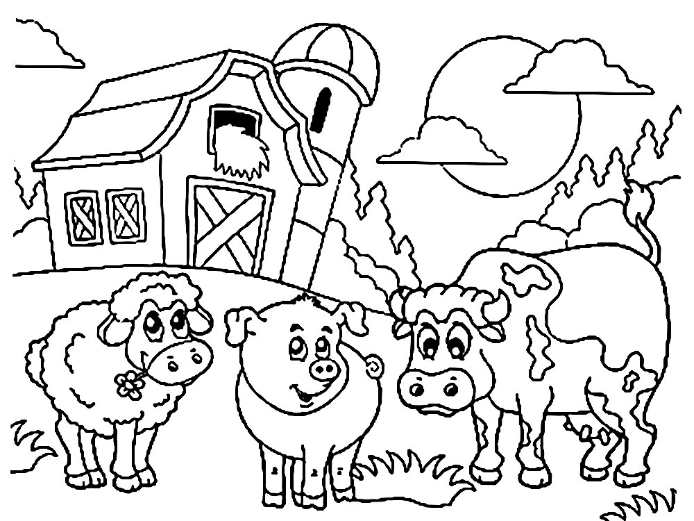 Imprimir dibujos para colorear - granja, para niños y niñas