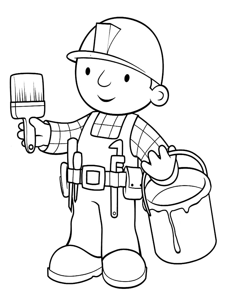 Dibujos para colorear - Bob el constructor, para un desarrollo infantil, en conjunto