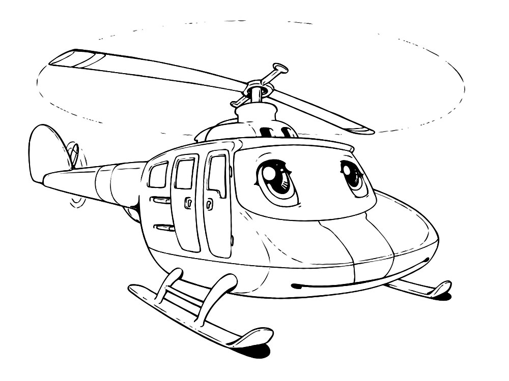 Dibujos para colorear - helicoptero, para niñas y niños