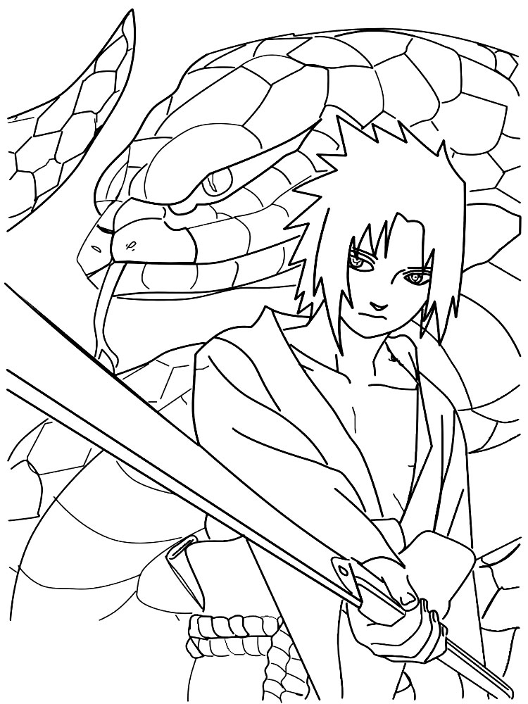 Imprimir imágenes dibujos para colorear - Sasuke Uchiha, para niños y niñas