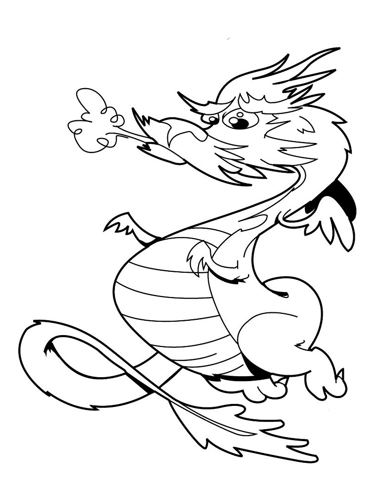 Imprimir imágenes dibujos para colorear - dragón, para niños y niñas